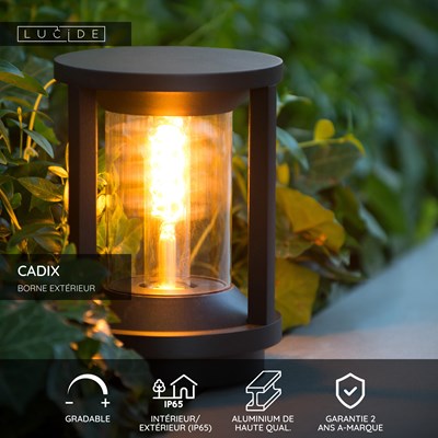 Lucide CADIX - Borne extérieur - Ø 16 cm - 1xE27 - IP65 - Noir
